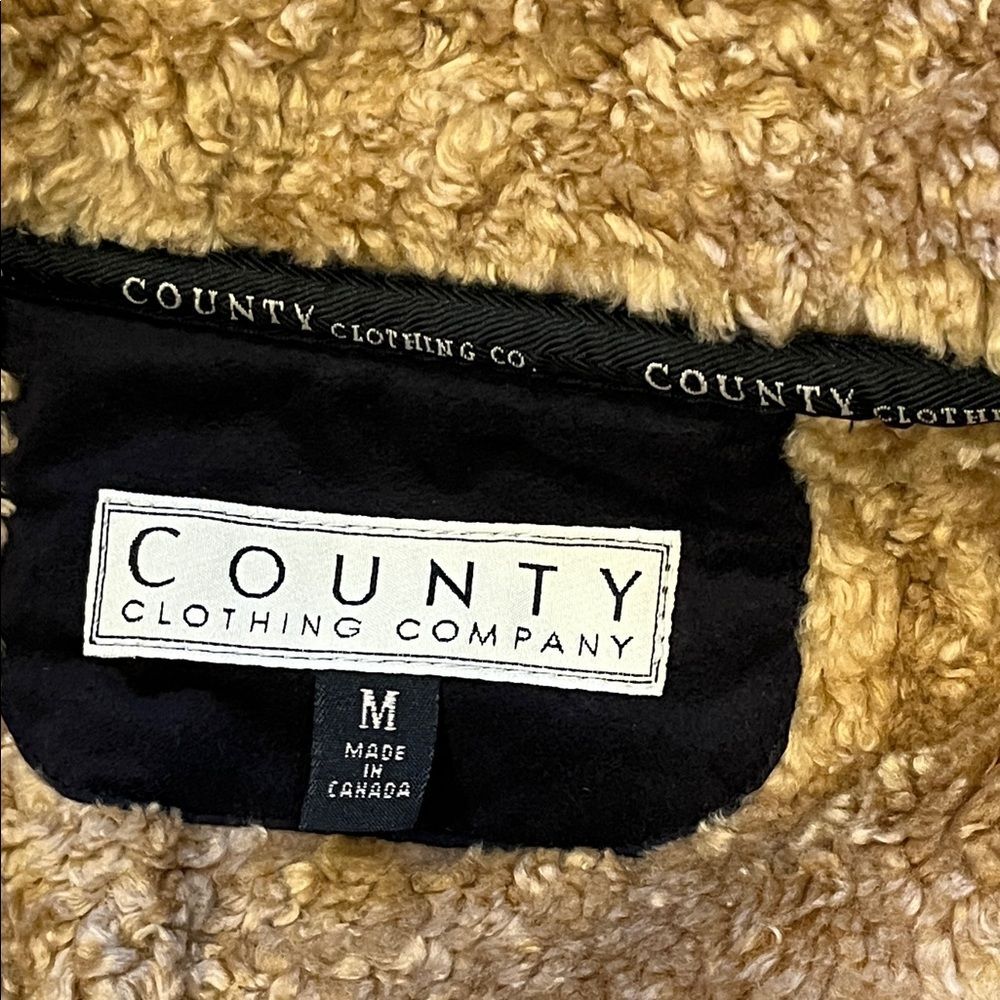County Clothing Company Tan Western Jacket Faux Suede Shearling Sherpa Cropped - Picture 11 of 16